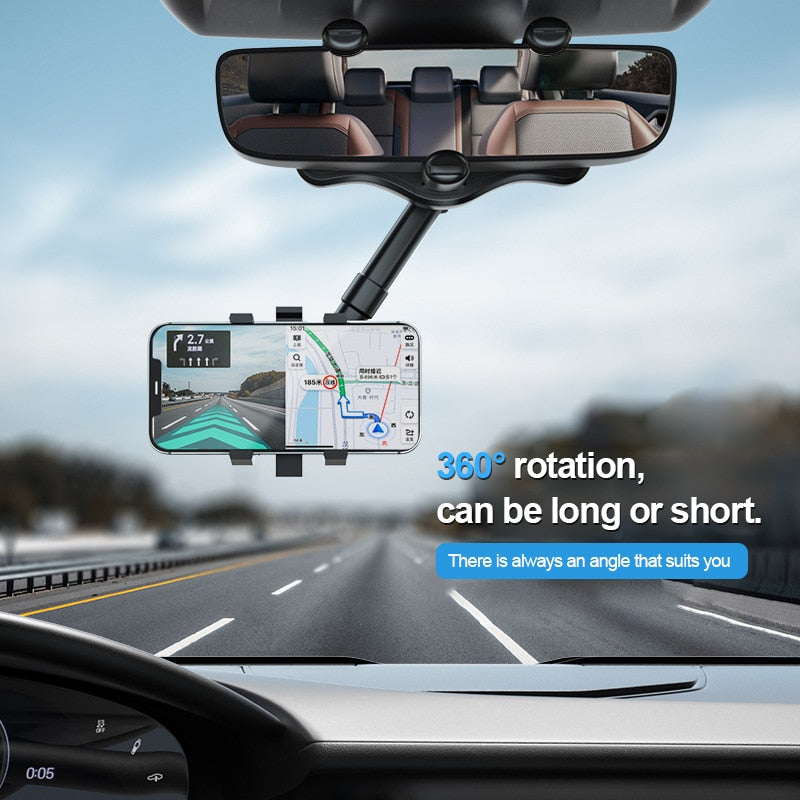 Universal Car Rearview Mirror Phone Holder 360 Degree Rotation Car Phone Holder Mount Stand For Dash Cam GPS Smartphone Bracket