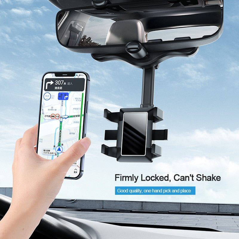 Universal Car Rearview Mirror Phone Holder 360 Degree Rotation Car Phone Holder Mount Stand For Dash Cam GPS Smartphone Bracket